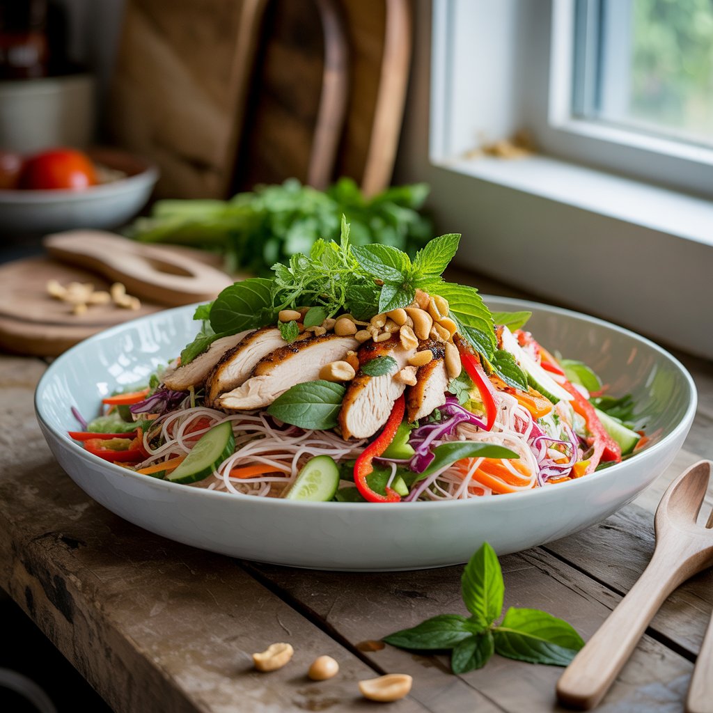 Thai-inspired chicken noodle salad